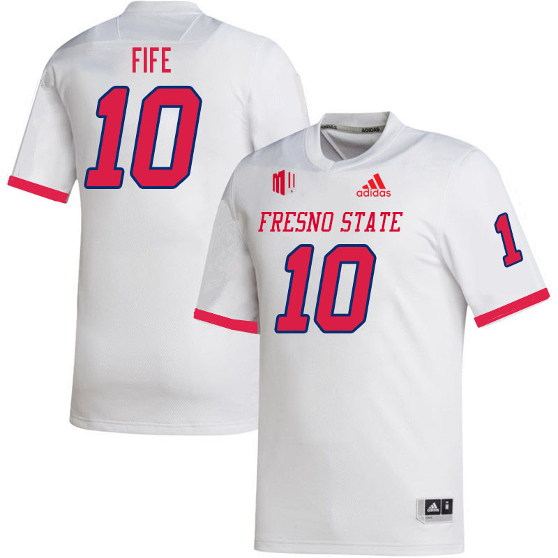 Men #10 Logan Fife Fresno State Bulldogs College Football Jerseys Sale-White